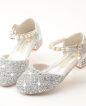 Girls High-heeled Shoes With Diamonds And Sequins