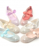 Zapatos de cuero para niñas Zapatos de princesa Zapatos planos para niños con velcro y lentejuelas