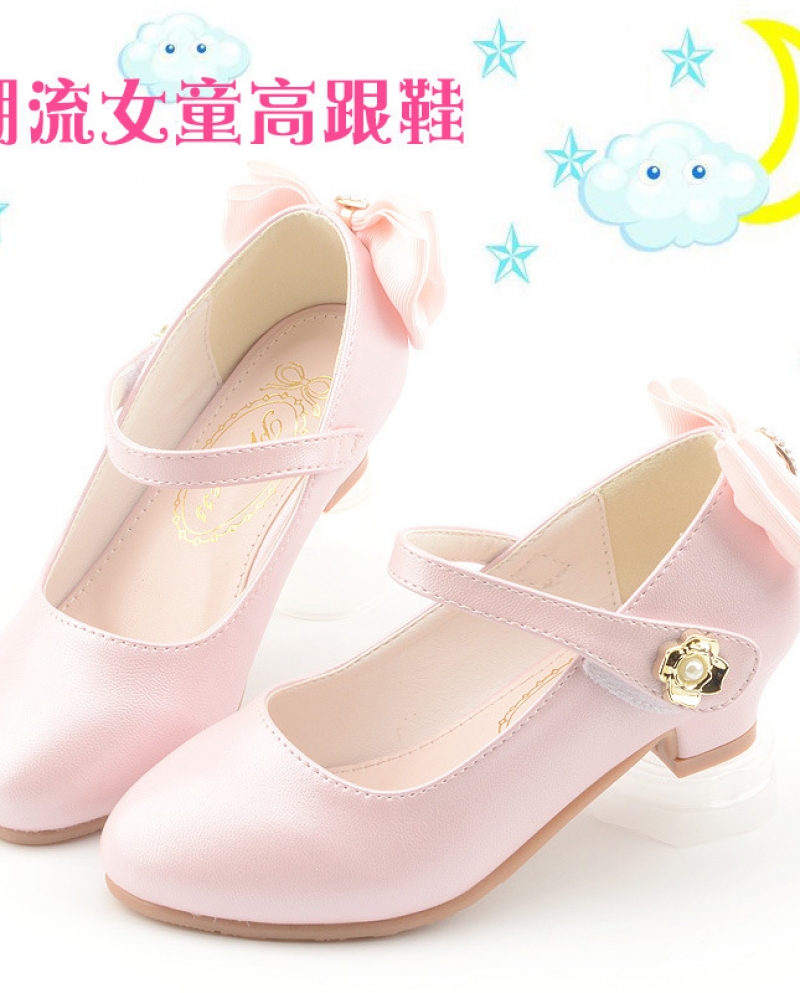 ربيع جديد أحذية الفتيات أحذية جلدية صغيرة عالية الكعب أحذية الأميرة للأطفال