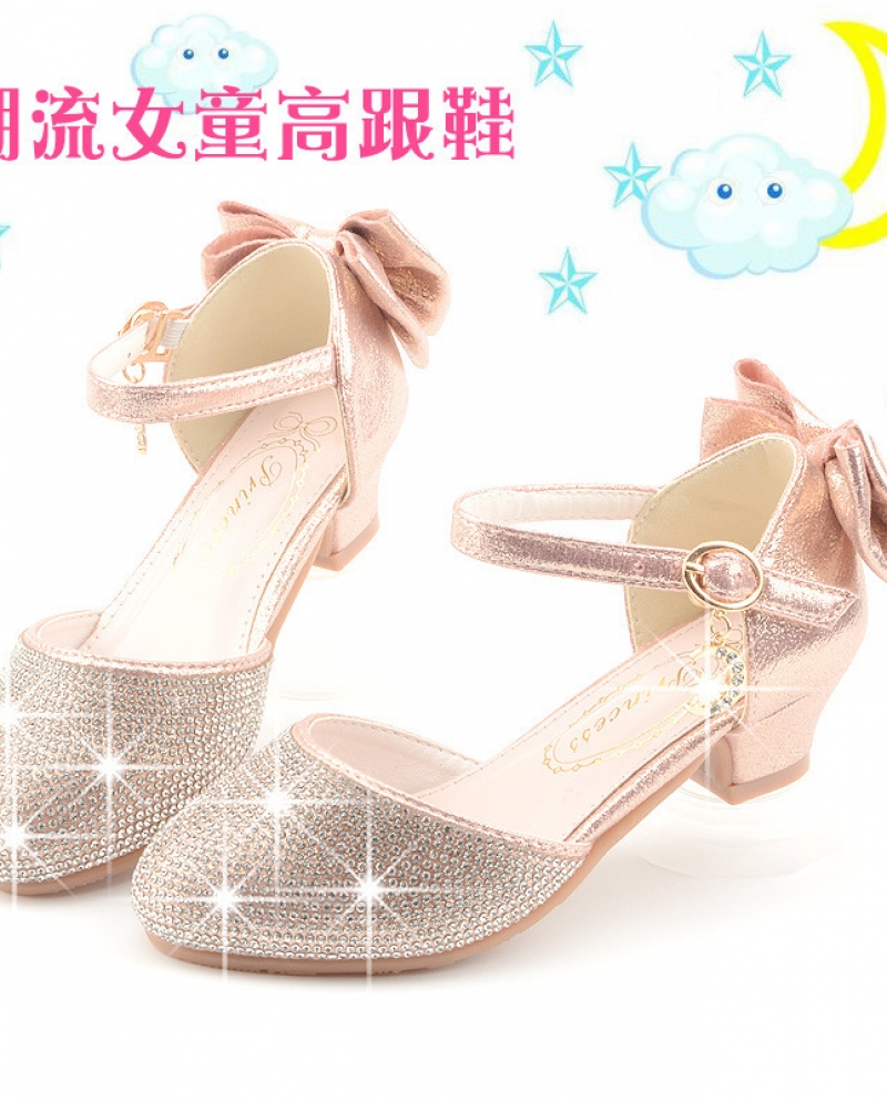 Sandalias para niñas Verano Nuevos zapatos de princesa Baotou Tacones altos
