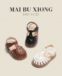 Sandalias para niños, zapatos de fondo suave para bebés, zapatos pequeños de verano para niñas, zapatos de cuero, zapatos Baotou