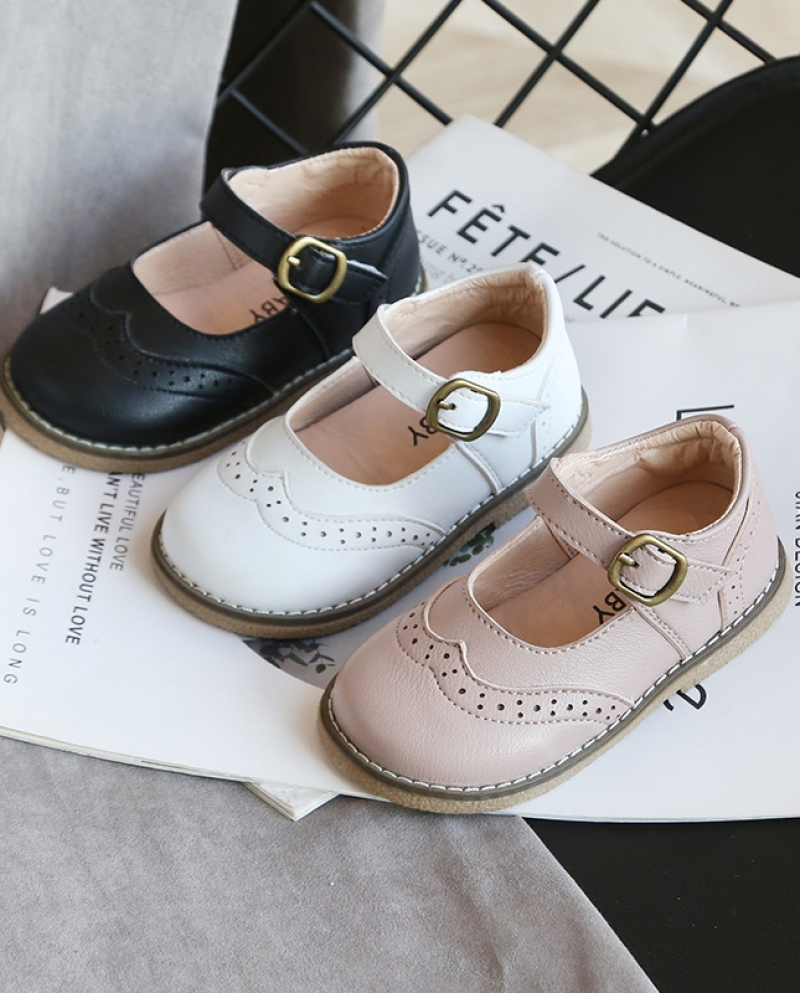 Nuevos zapatos individuales de fondo suave para niños Zapatos de cuero para niñas que combinan con todo