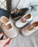 נעלי עור לילדות 2022 אביב חדש תחתון רך בסגנון בריטי נעלי יחיד לילדים בהתאמה אישית וולקרו קזואה לילדים