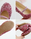 Nuevos zapatos de cuero con lentejuelas de fondo suave para niñas Zapatos de princesa