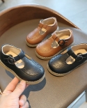 Girls Leather Shoes New Soft Bottom Velcro Childrens Casual Princess Shoes