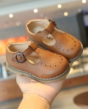 Girls Leather Shoes New Soft Bottom Velcro Childrens Casual Princess Shoes