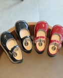 נעלי עור לילדים חדשות סקוטש שחור נעלי יחיד לילדים סתיו תחתית רכה נעלי בנות נעלי נסיכה