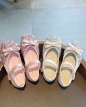 أحذية الأطفال الجلدية الجديدة القوس حجر الراين أحذية الأميرة الفتيات من أحذية الأطفال الفيلكرو