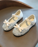 Zapatos de cuero para niños, nuevos zapatos de princesa con lazo de diamantes de imitación para niñas, zapatos de bebé con velcr