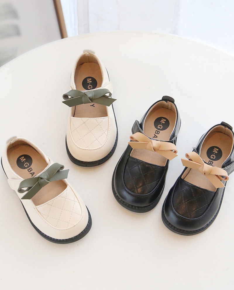 Zapatos de cuero para niñas, nuevos zapatos de princesa para bebés de fondo suave, zapatos para niños con lazo