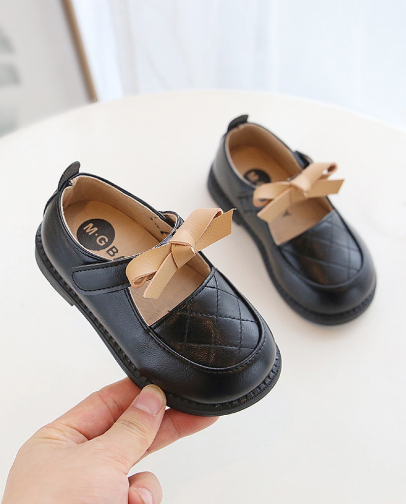 Girls Leather Shoes New Soft Bottom Baby Princess Shoes Bow Childrens Shoes