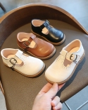 Nuevos zapatos de cuero para niños Zapatos de princesa con velcro de fondo suave para niñas