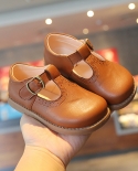 Nuevos zapatos de cuero para niños Zapatos de princesa con velcro de fondo suave para niñas