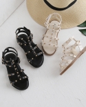 Girls Sandals New Fashion Rivets Childrens Princess Shoes Summer Open-toed Roman Shoes