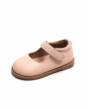 Nuevos zapatos de cuero para niñas, zapatos de bebé de punta redonda con velcro de fondo suave y fino de verano