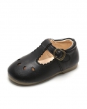 נעלי עור קטנות לילדים חדשות בנות קיץ דק בסגנון בריטי נעלי יחיד קזואל נעלי וולקרו רך תחתון נעלי כפה