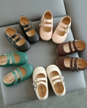 נעלי עור חדשות לילדות קיץ דק עגולה בוהן תחתון רך נעלי נסיכות ילדים של הוולקרו נעלי תינוק