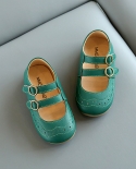 נעלי עור חדשות לילדות קיץ דק עגולה בוהן תחתון רך נעלי נסיכות ילדים של הוולקרו נעלי תינוק