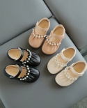 נעלי עור לבנות אביב וסתיו בסגנון חדש נעלי נסיכות בסגנון מערבי של ילדה קטנה לילדים עם תחתית רכה