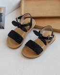 Sandals Summer New Knitted Princess Style Childrens Beach Shoes Bow Girls Shoes