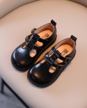נעלי בנות חדש אביב וסתיו סגנון בריטי ילדים נעלי עור קטנות לילדים סקוטש תחתון רך באמצע וקטנה