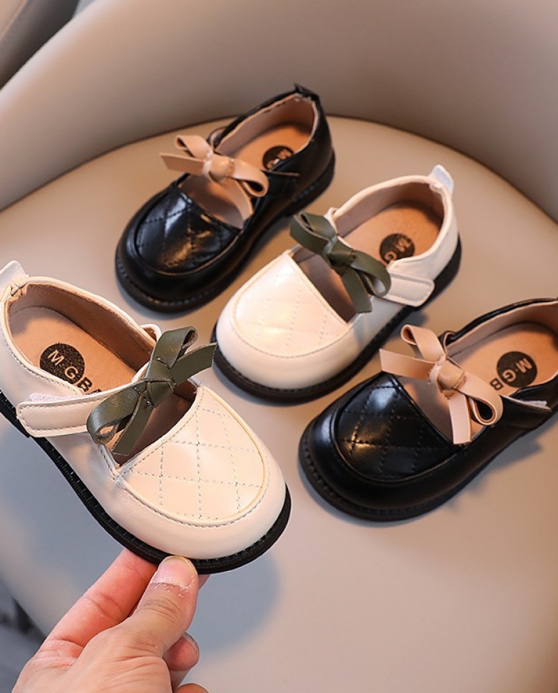 Zapatos de cuero para niños New Soft Bottom Bow Beanie Shoes