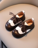 ברוק נעלי עור לבנות סתיו שמלת שרוכים חדשה נעלי ביצועים לילדים נעלי בנים בסגנון בריטי