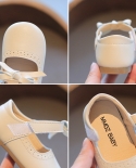 Nuevos zapatos de cuero para niñas, zapatos de princesa con lazo para niños, zapatos de Velcro de fondo suave para niños
