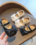 الفتيات أحذية جلدية جديدة النمط الغربي القوس عقدة أحذية الأميرة للأطفال لينة أسفل الفيلكرو