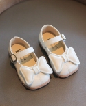 Zapatos de cuero para niñas Nuevo estilo occidental Nudo de lazo Zapatos de princesa para niños Velcro de fondo suave
