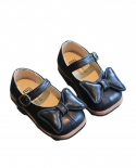 Zapatos de cuero para niñas Nuevo estilo occidental Nudo de lazo Zapatos de princesa para niños Velcro de fondo suave