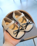 Zapatos de cuero para niños lindos clásicos en blanco y negro Zapatos de princesa para niñas con lazo de primavera Zapatos casua