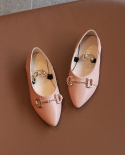 Zapatos de cuero de moda para niños Zapatos casuales planos de suela blanda para niñas con punta estrecha