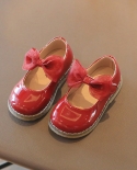 بنات أحذية جلدية لامعة شبكة القوس أحذية الأميرة للأطفال فيلكرو أحذية عادية