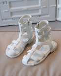 Trendy High Top Black and White Childrens Sandals Girls Roman Sandals