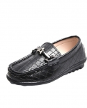 Fashion A-line Metal Buckle Boys Leather Shoes British Style Retro Slip-On Casual Shoes