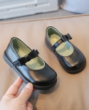 Zapatos clásicos de cuero para niños, zapatos informales con velcro y lazo para niñas