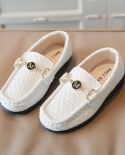 Zapatos de cuero de moda para niños Zapatos informales de estilo británico con suela blanda para niños sin cordones