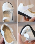 Zapatos de cuero elegantes con punta redonda brillante para niños Zapatos informales con lazo de estilo simple para niñas