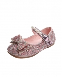 Zapatos bonitos de princesa para niñas, nuevos zapatos de cristal con velcro de fondo suave para niños con lazo de perlas, otoño