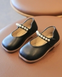 Spring and Autumn Girls Leather Shoes Soft Sole Pearl Childrens Princess Shoes Velcro Casual Shoes