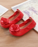 Zapatos de cuero para niños de primavera Zapatos casuales de suela blanda con flores rosadas para niñas lindas