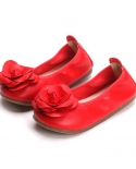 Spring Childrens Leather Shoes Cute Girls Pink Flower Soft Sole Casual Shoes