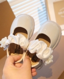 Zapatos de princesa para niñas, zapatos casuales de suela blanda decorados con satén y punta redonda, zapatos de cuero con lazo