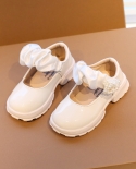 סתיו נעלי נסיכות חדשות לילדות תחתון רך קזואל נעלי יחיד לילדים קשת נעלי עור קטנות לילדים