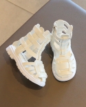 Black White Woven Toe Wrapped Shoes Kids Roman Casual Sandals