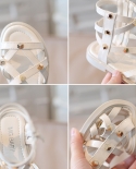 Black And Beige Studded High-top Casual Girls Sandals