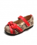 Round Toe Cute Retro Style Bow Girl Soft Bottom Velcro Childrens Casual Leather Shoes