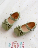Zapatos de cuero suaves y lindos para niñas Zapatos informales con velcro de fondo suave para niños con lazo