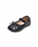 Zapatos de cuero suaves y lindos para niñas Zapatos informales con velcro de fondo suave para niños con lazo